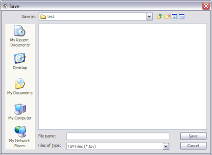 Save as TSV Dialog