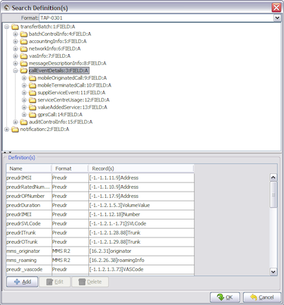 Search Definition(s) Dialog
